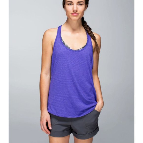 Lulu 105 F Singlet Heathered Bruised Berry Anti-Bacterial Exercise Run Tank Top - Picture 1 of 12